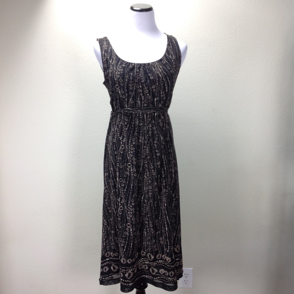 212 Collection Black & Tan Sleeveless Belted Dress